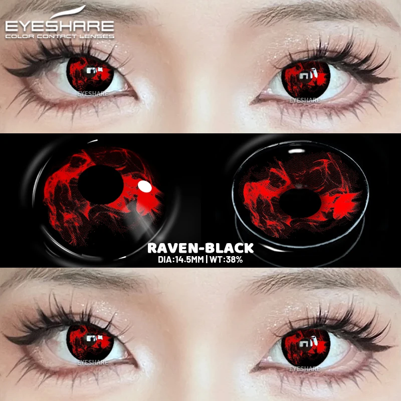EYESHARE Cosplay Weiß Farbige Kontaktlinsen 2 stücke Crazy Red Kontaktlinsen Anime Schwarz Augenlinsen Halloween Schönheit Make-Up Objektiv – Detail 19