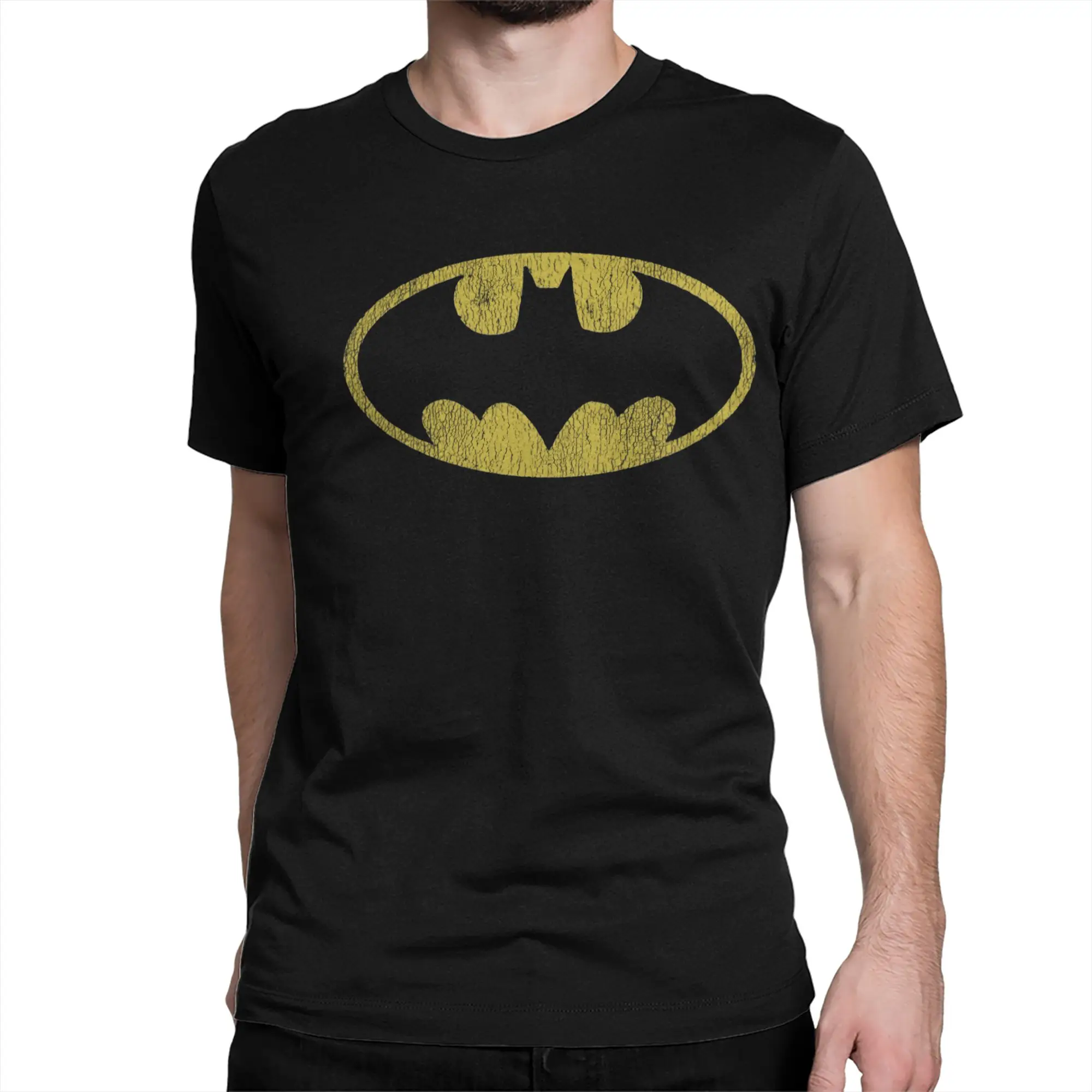 Novelty Classic Yellow Logo T-Shirts Men Women's O Neck Cotton T Shirt Bat Man Short Sleeve Tee Shirt Unique Clothing