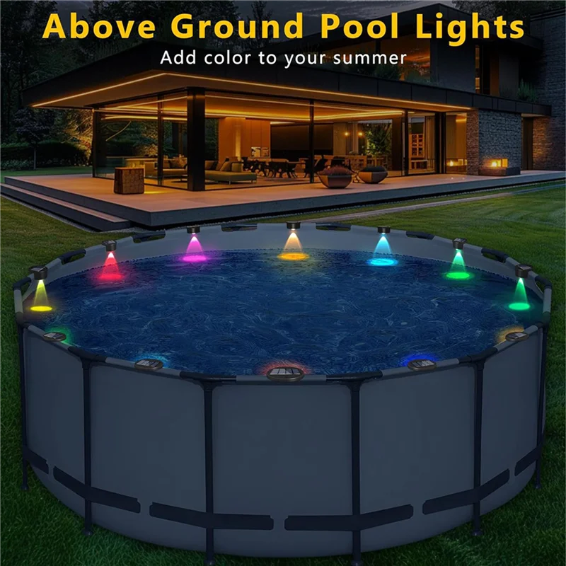 

AONEQ-24Pack Solar Powered Swimming Pool Edge Lights For Inground Pools, Above Ground Waterproof Wireless Pool Decorations