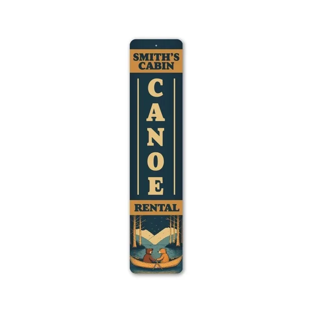 CIFbuy Personalized Text Vertical Metal Sign, Custom Cabin Canoe Rental Wall Ornament