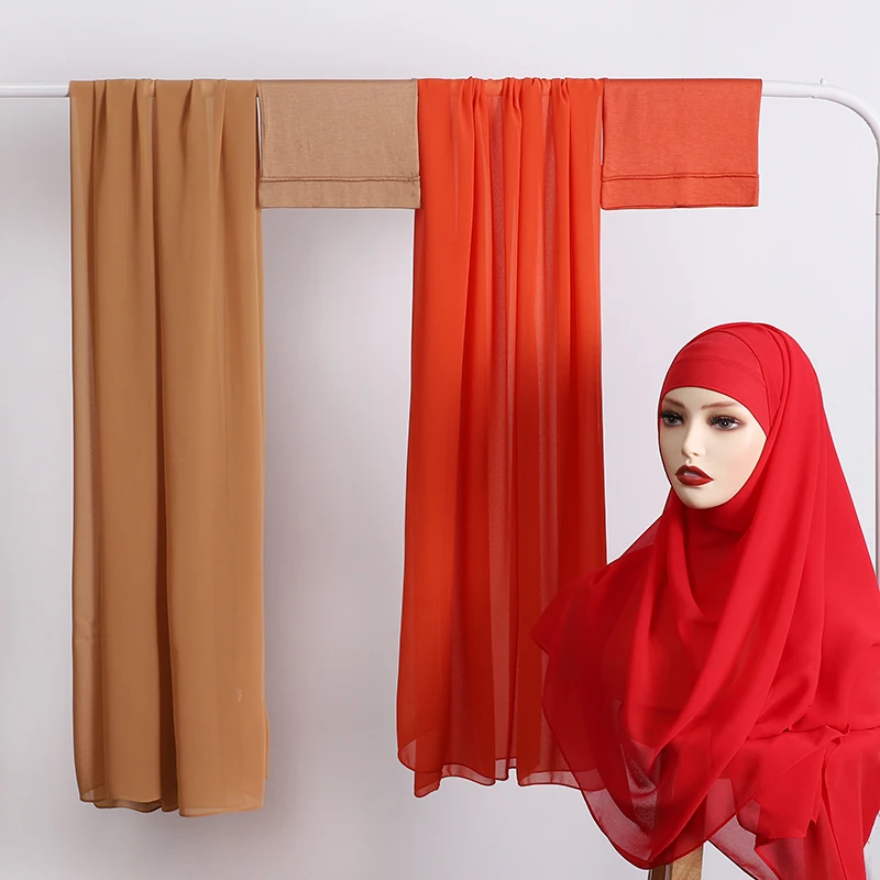 Premium Perfect matching color breathable undercap plain light weight chiffon modal hijab scarf