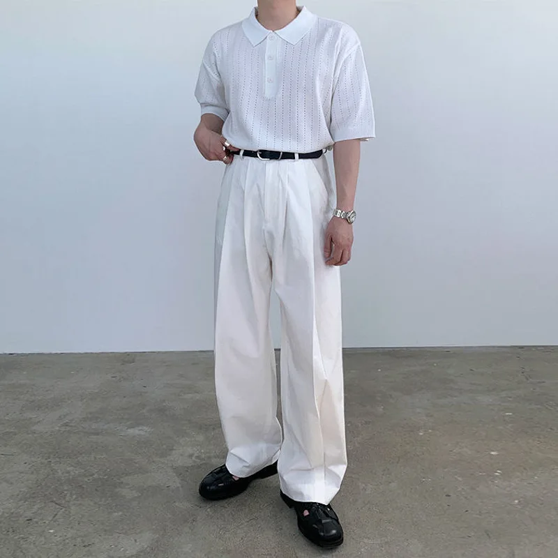 

Menswear 2022 spring / summer fashion straight wide leg pants solid color Street casual menswear loose drape pants