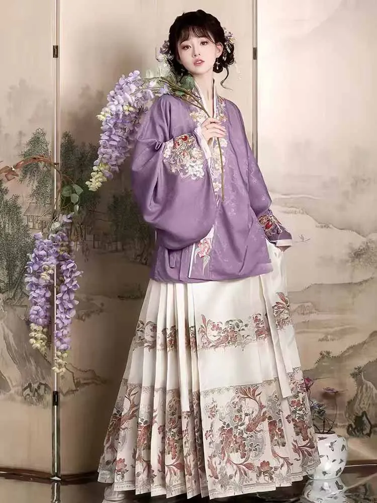 women's-chinese-hanfu-horse-face-skirt-2pcs-sets-women-black-red-white-embroidered-horse-face-skirt-for-photo-shoots-festivals