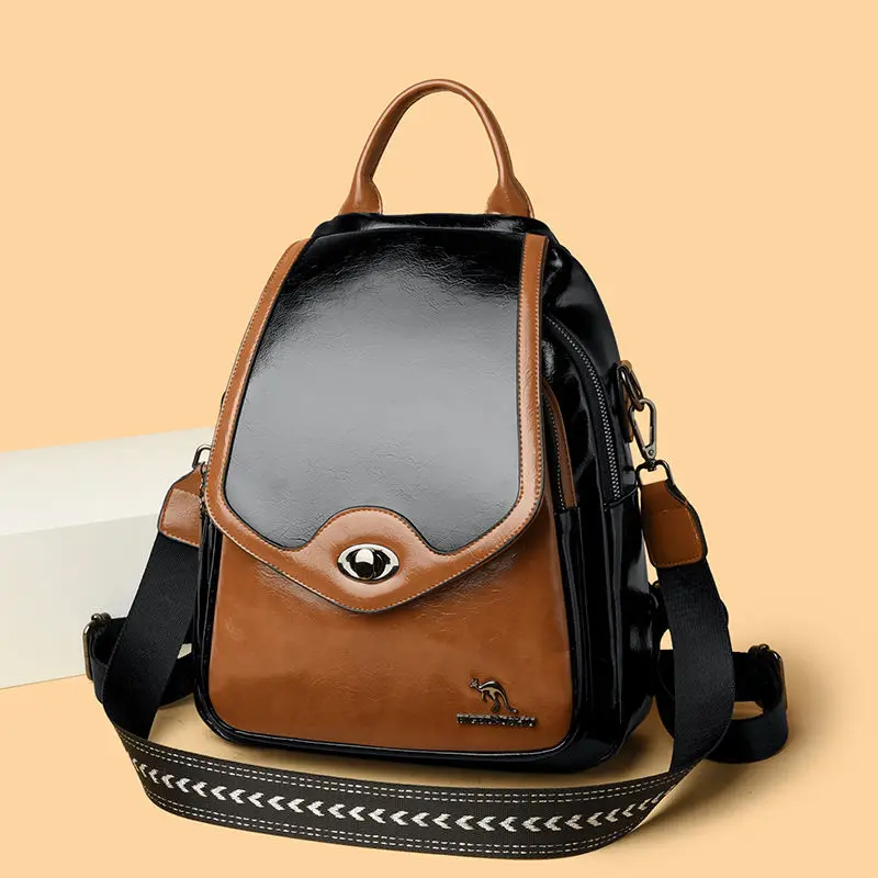 Women's Bags Are Popular High-end Foreign-style Women's Crossbody Contrasting Colors Dual-purpose Double Shoulders Soft Leather