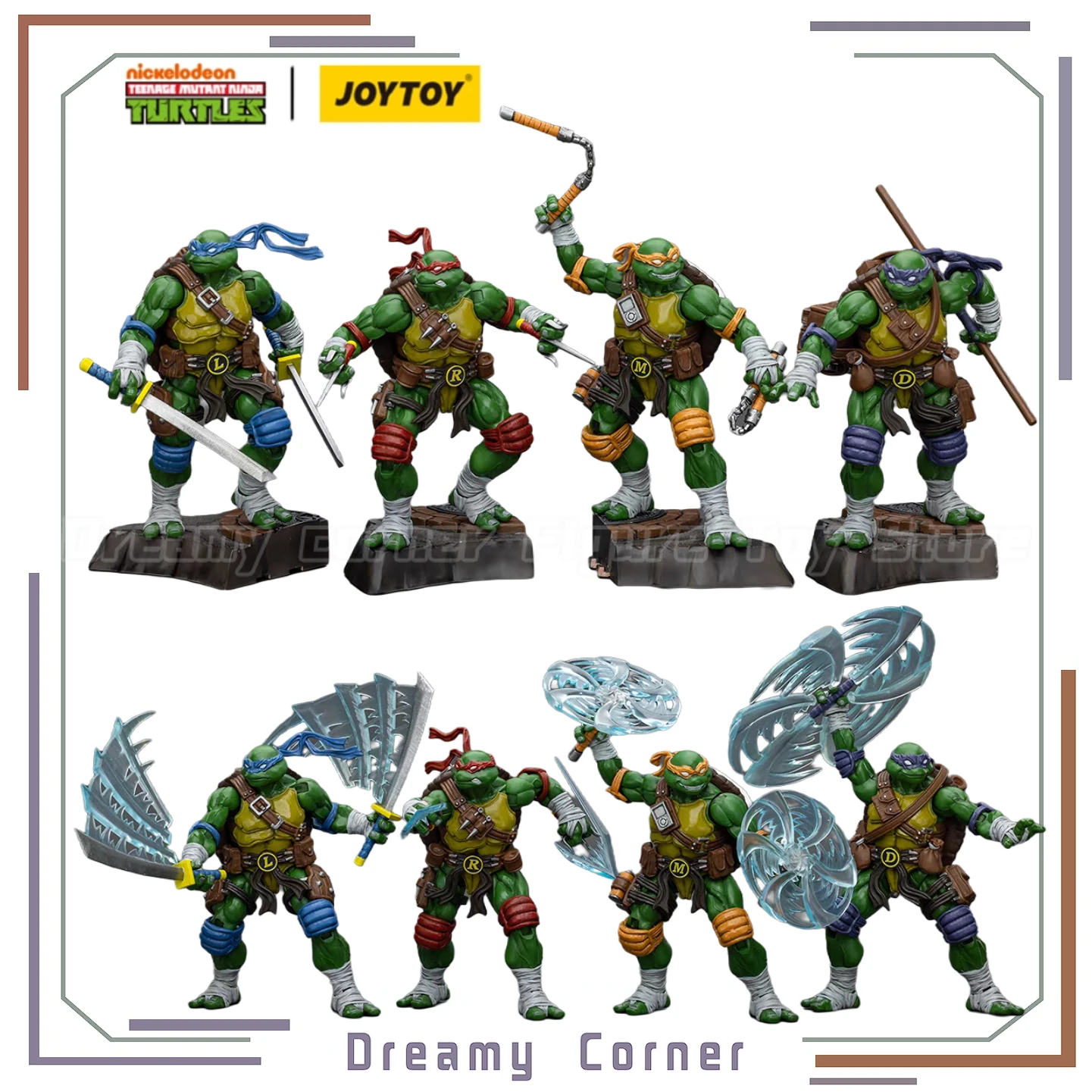 【En stock】JOYTOY TMNT-Leonardo Raphael Michelangelo Donatello 1/18 Figura de acción