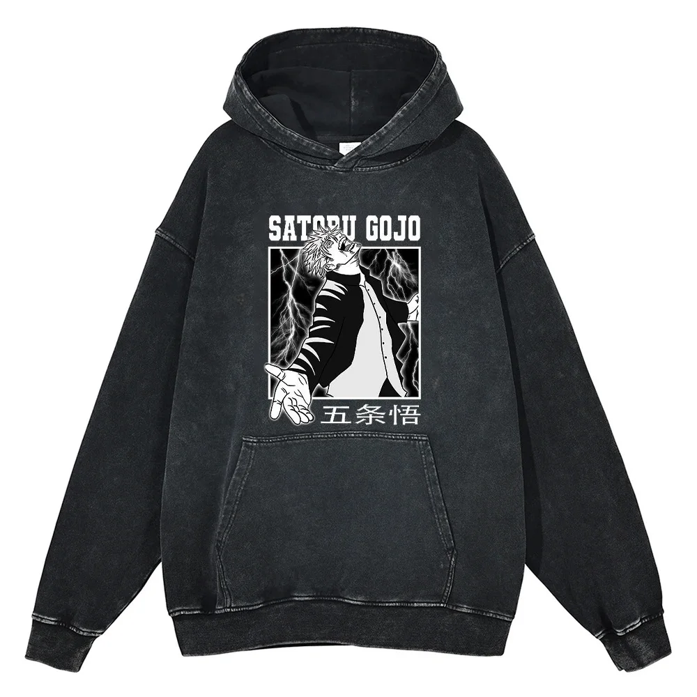 Fall/Winter Men's Jujutsu Kaisen Print Hoodie Front Pocket Graphic Sweatshirt 100% Cotton Pullover Sports Jogging Casual Tops