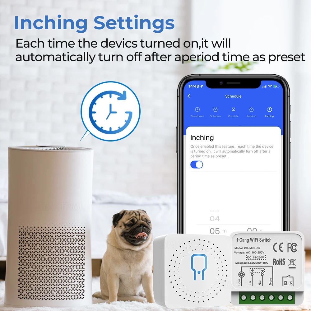 Tuya WiFi RF433 16A AC DC Smart Wireless Switch Light Mini modulo a 2 vie On Off Timer Breaker per Google Home Alexa