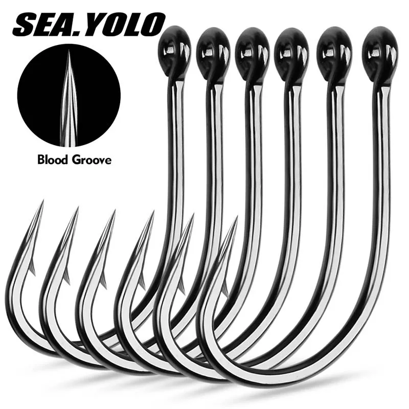 

Sea.Yolo 100pcs/pack Fishing Hooks High Carbon Steel Black Barbed Blood Groove Hooks Carp Fishing Gear Accessories Sea Fishing