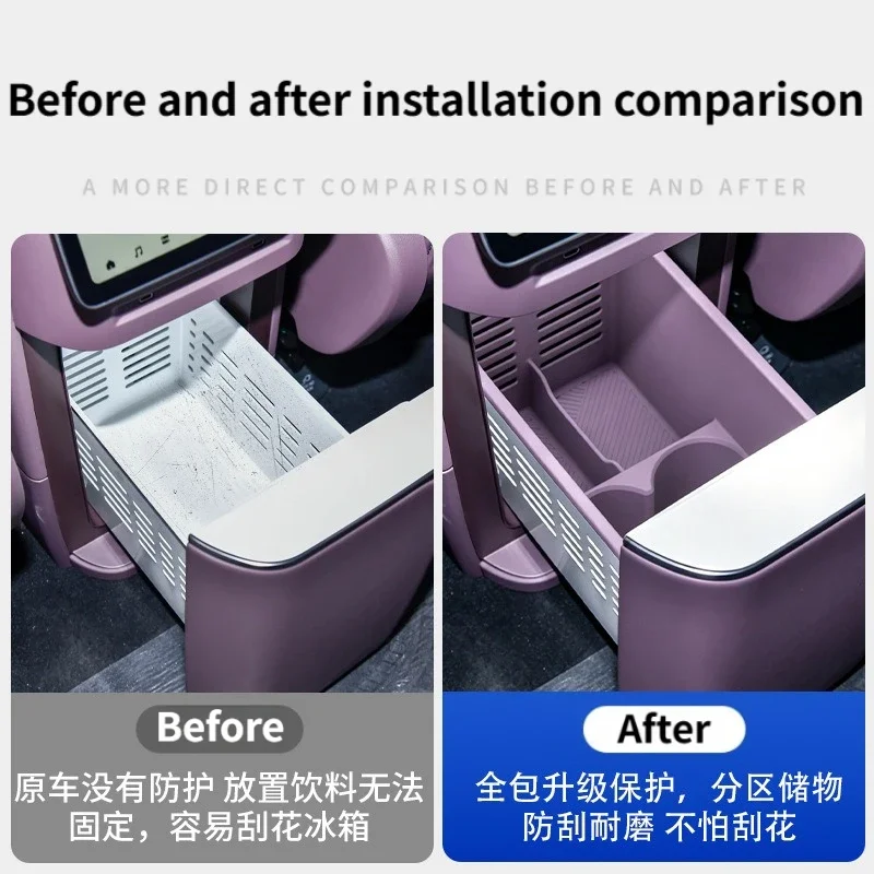 Rear Row Refrigerator Silicone Pad Full-Cover Shockproof Noise-Reducing Storage Organizing Protective Box For XPeng GX 2026