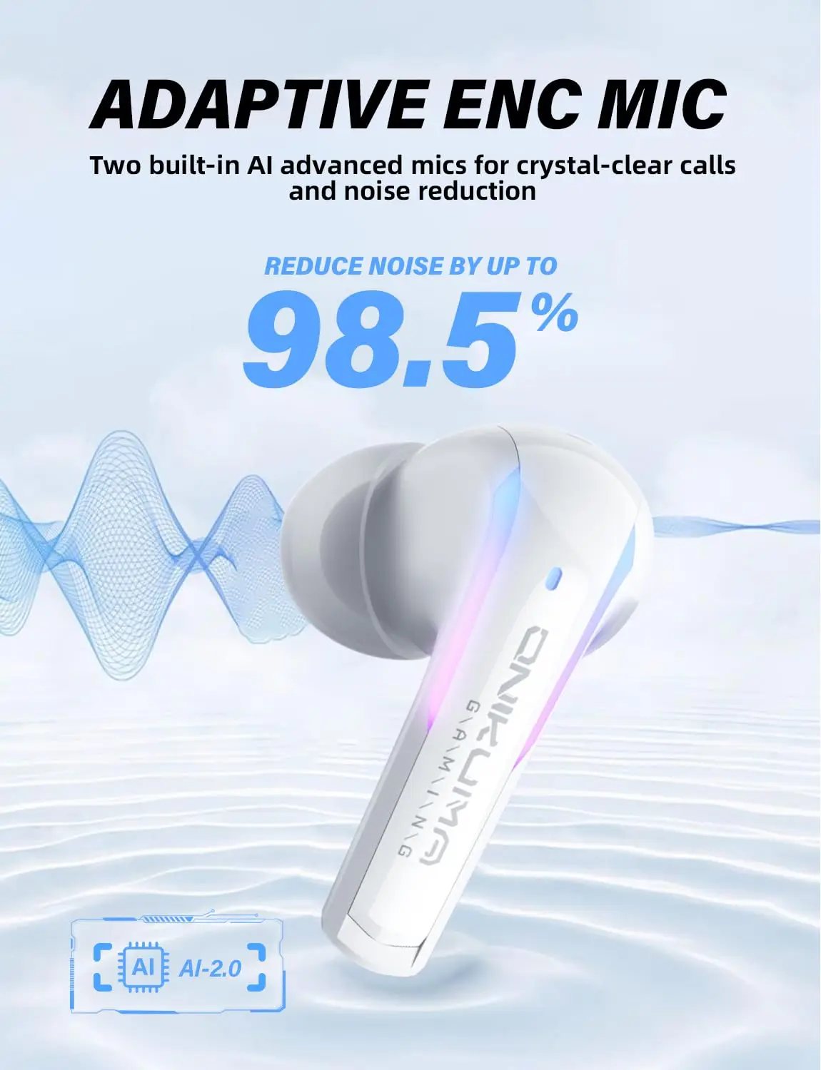 ONIKUMA T27 سماعات لاسلكية 2.4 جيجا هرتز سماعات أذن مزدوجة الوضع الكمون المنخفض سماعة الألعاب مع صندوق شحن سماعات التحكم باللمس RGB