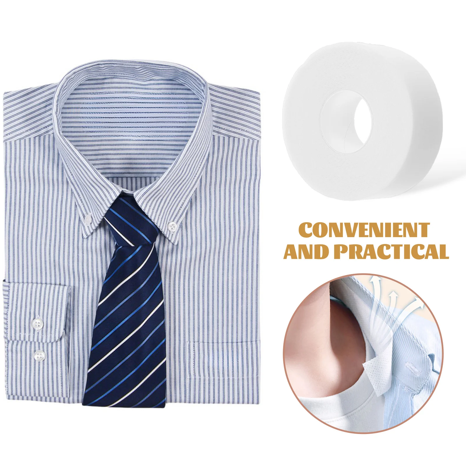 3 Rolls Disposable Collar Protector Adhesive Shirt Savers 25mmx800mm White Sweat Absorbing Hat Liners For Shirts Men