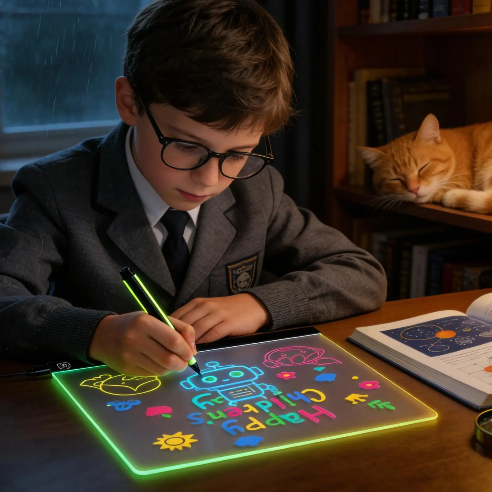 LED-Notiztafel, 7 Farben, trocken abwischbar, Touch-Steuerung, Malspielzeug, LED-Lichttafel für Kinder, Nachtlicht, Heimbüros, Schule, Urlaub
