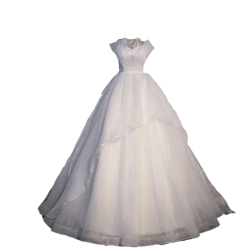 Robes de Quinceanera sans bretelles en tulle, robe de mariée élégante, longueur au sol, mode à plusieurs niveaux, simple, dos nu, nouveau, 2023