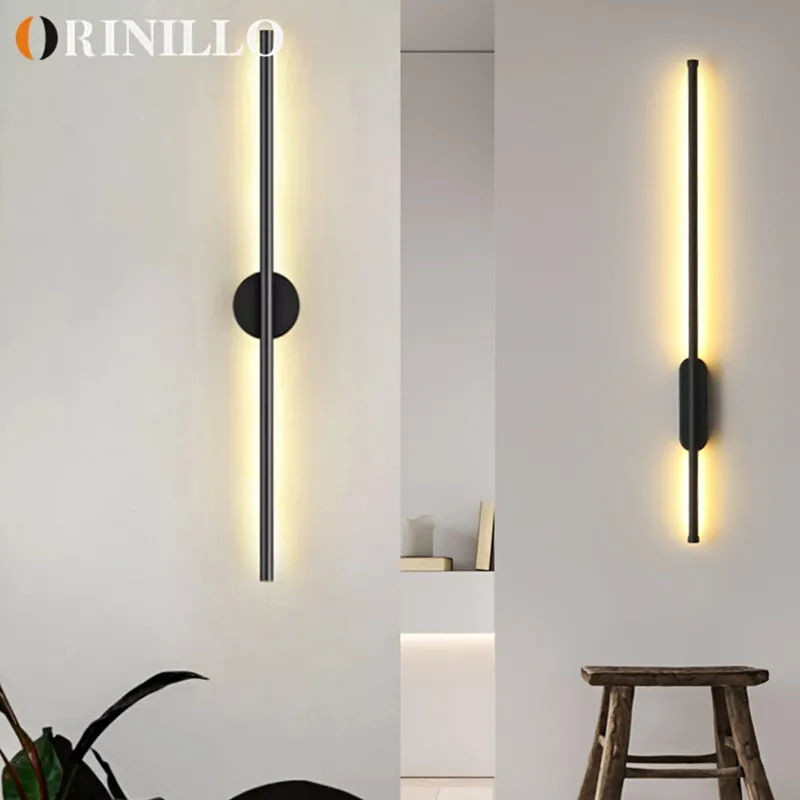 

Modern minimalist led long wall lamp living room TV sofa bedroom bedside lamp background wall decorative lamp interior