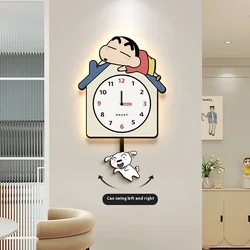 Original Crayon Shin Chan Living Room Clock 2024 New Model With Led Light Clock Home Decoration Advanced Hanging Painting Gift
