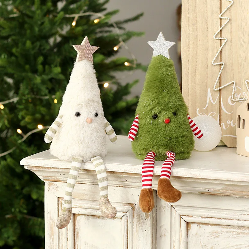 

Christmas Decor Cute Plush Christmas Tree Wreath Hanging Leg Doll Hanging Decoration Holiday Party Scene Layout Props and Gifts