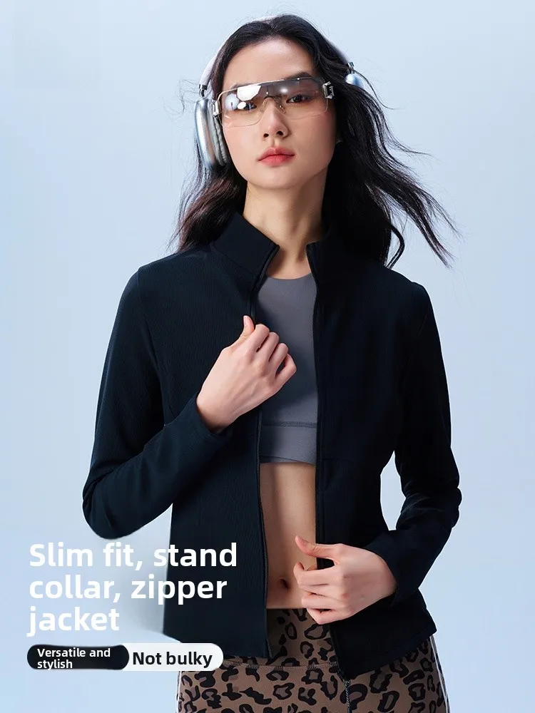 

Long Sve Zipper Yoga Sportswear Jaet Women's Cycling Running Fitn Outfit Person Stand Collar Autumn Winter Active...