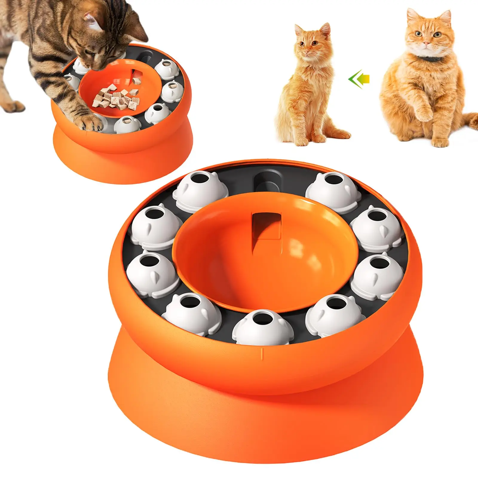 

Cat Slow Feeder Raised Cat Dog Food Bowls with Stand Cat Puzzles Feeder Rotating Slow Feeder Food Bowls Slow Eating Cat Feeder