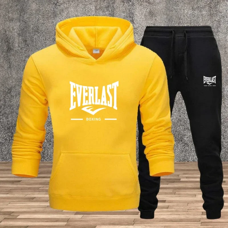 Autumn and winter men's set: Fashionable fitness jogging pullover, hooded sweatshirt, sweatshirt and casual pants two-piece set view 3