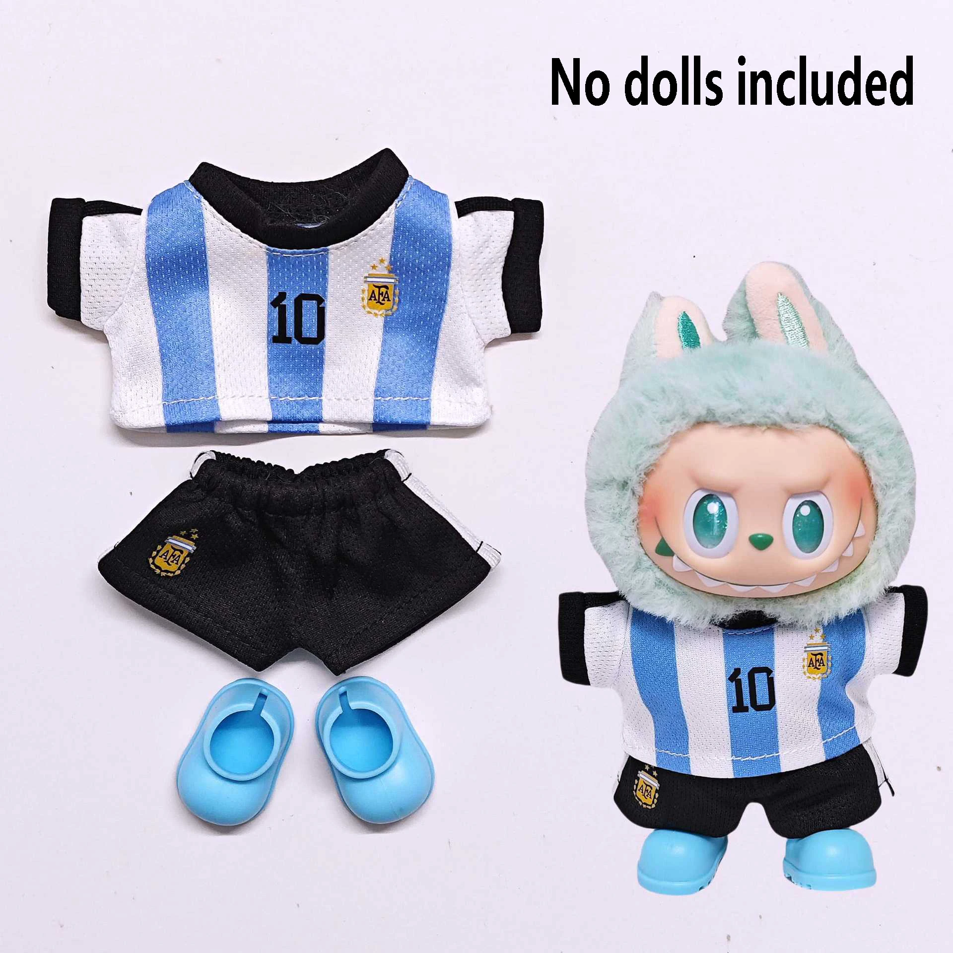For Labubu Select Doll Clothing 15cm - 17cm Football Jersey and Shoes 3-piece Set Labubu Universal Clothing - Image 5