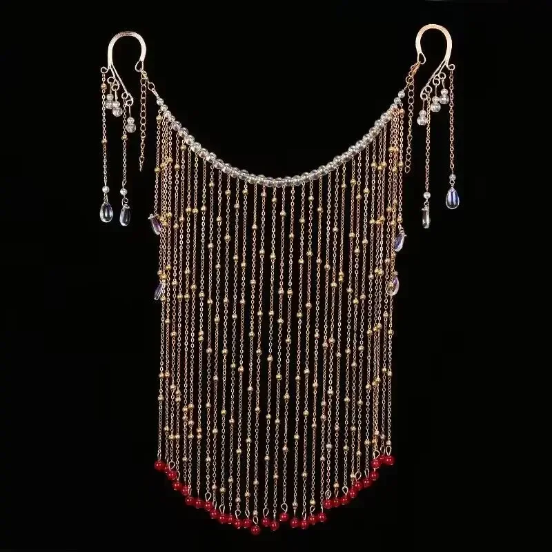 

NEW Hanfu Face Curtains Veil Women Female Face Cover Ancient Face-covering Metal Tassel Veil Curtain Hanfu Accessories