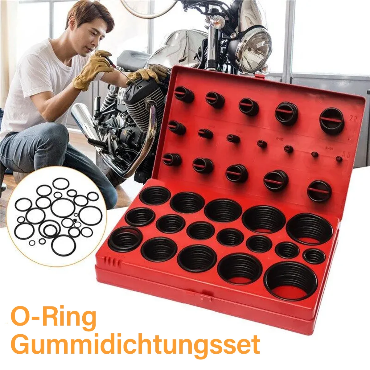 

O-Ring-Kit-Nickel Gummi 419Pcs 32-Größe Allgemeine O-Ring Klassifizierung Wasserhahn Autos Auto-Patches Reparatur
