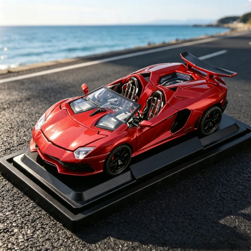 1:32 Alloy car model pull back sound and light convertible sports car children's toys night market stall