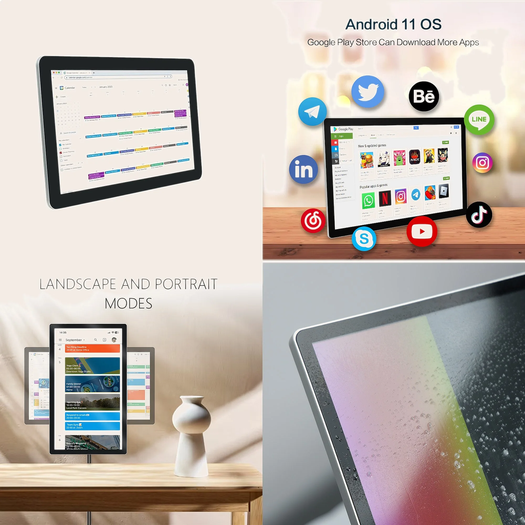 Wall Mount Touch Advertising Display 15.6-27 Inch Android Digital Calendar Screen