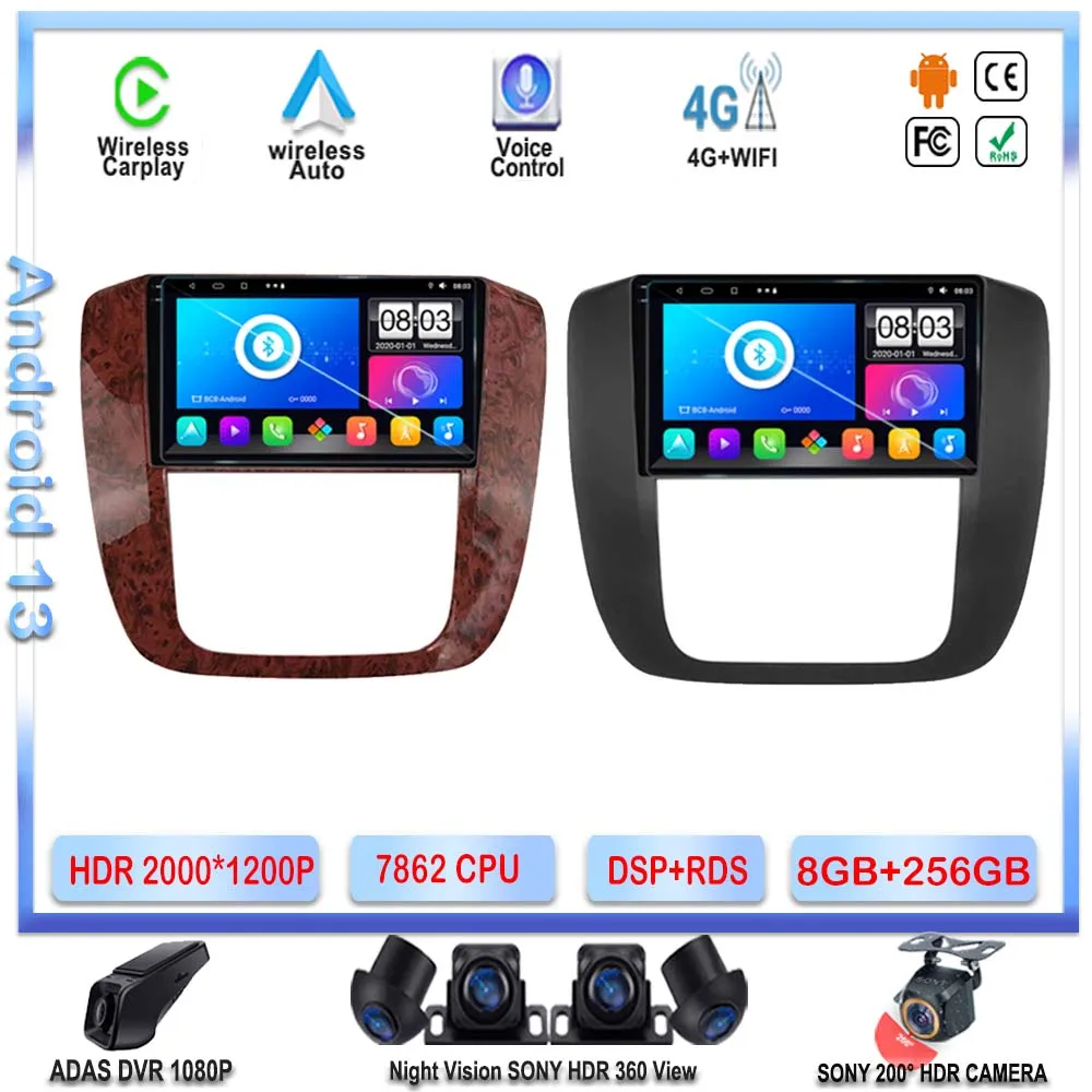 

Android 13 For GMC Yukon Chevrolet Tahoe Suburban 2008-2012 Car Radio Multimedia Video Player GPS Navigation QLED Screen NO 2DIN