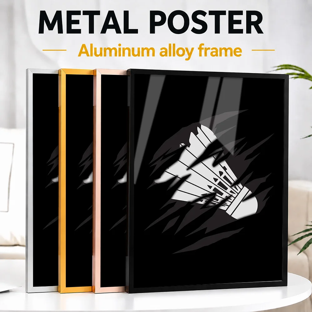 Badminton For Player Framed Aluminum Metal Poster Customized Photo Bold Shuttle Style Wall Art For Home Gym Memorable Fan Gift