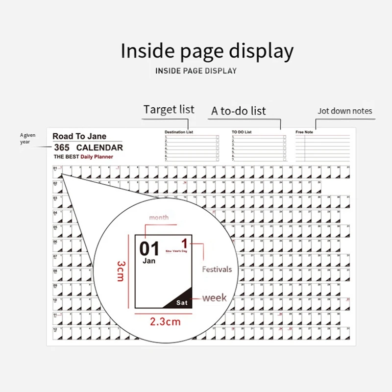 Calendrier mural pliable pour l'école et le bureau, affiche, 2024, 2024, 365 jours, 29,2x20,7 pouces, 3 pièces