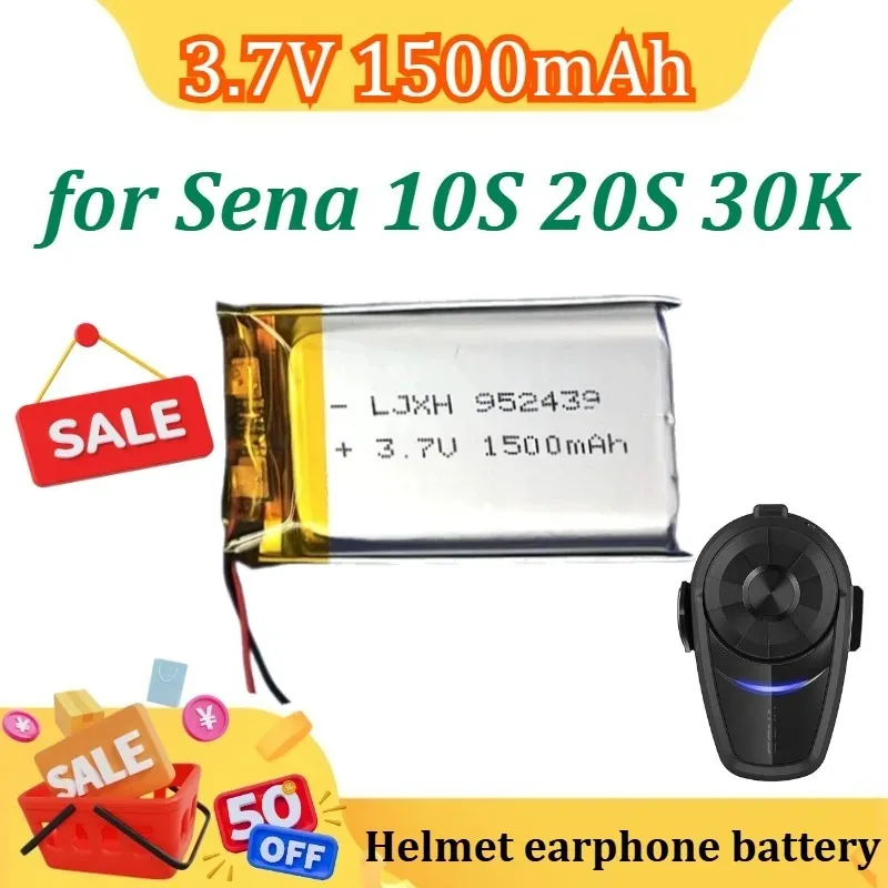 

3.7V 1500mAh Battery for Sena 10S 20S for Octelect 20S for EVO 30K Helmet Earphone Battery