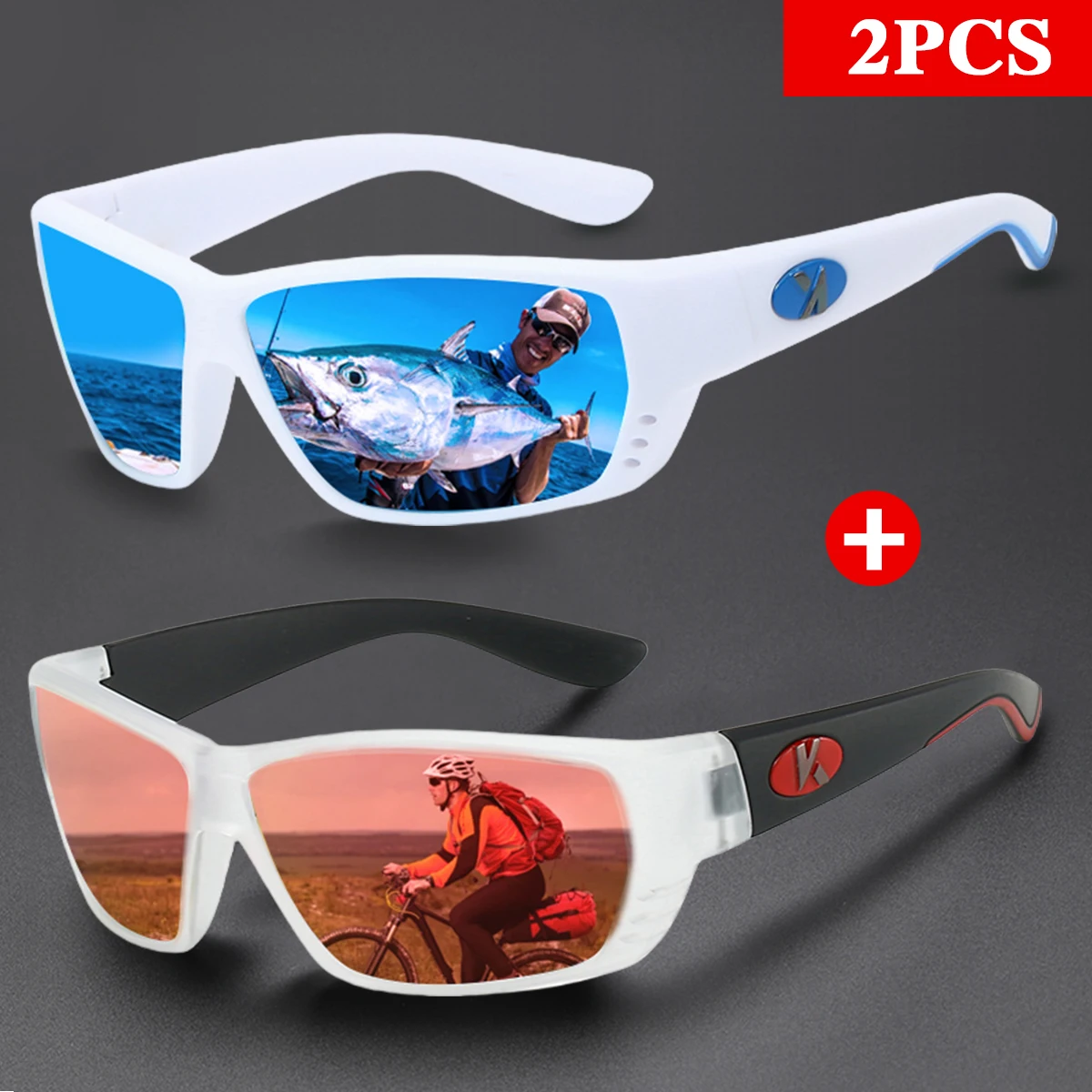 2 Teile/satz Karos Mode Polarisierte Sonnenbrille Männer Und Frauen Outdoor Angeln Stick Reise Party Gläser UV400 Schutz Brillen