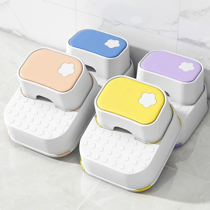 

Children's Ottoman Thickened Non-Slip Mini Plastic 2-Step Toilet Stool Baby Washing Table Stepping Stool Small Removable Bench