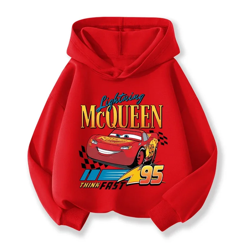 Car Movie Kids Hoodies Kawaii Cartoon Character Printed Tops Boys Winter Casual Sports Long Sleeves Autumn Children Clothing
