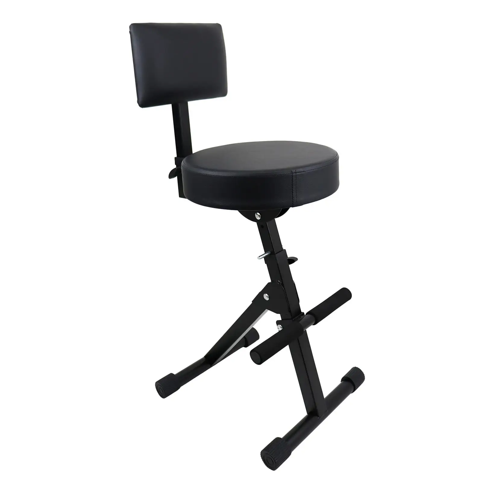 Guitar Stool Foldable W/ Backrest Footrest Portable Chair Musician Chair