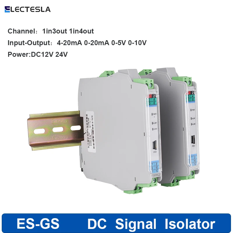 Analog Signal Isolator High Precision Transmitter Current 1Input 3/4Output 4-20mA 0-5V 0-10V DC24V Signal Isolator Transmitter