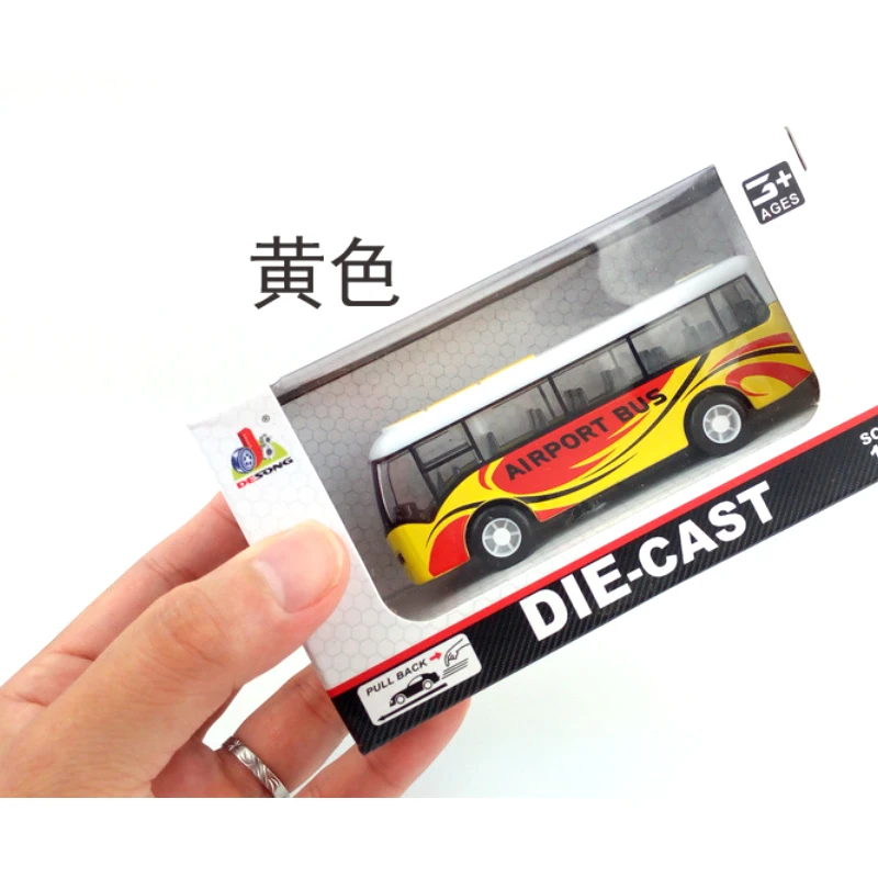 Pull Back Bus Model Toy Educational Simulated Movable Car Yellow for Kids Alloy Playing Creative Design B398