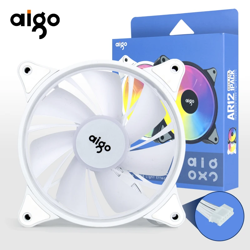 Aigo Ar12 Witte 120Mm Rgb Ventilator Ventilator Pc Gamer Computer Case Kit Ventilator Koelkoeler 12Cm Aanpassen Snelheid 12V Argb Fans Ventoinha