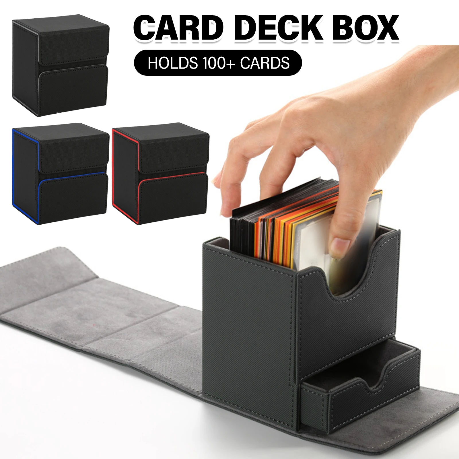 

100+ Trading Card Deck Case Leather Magnetic Closure Card Storage Box Magic Card Protectors Fit for YuGiOh MTG Sport Cards