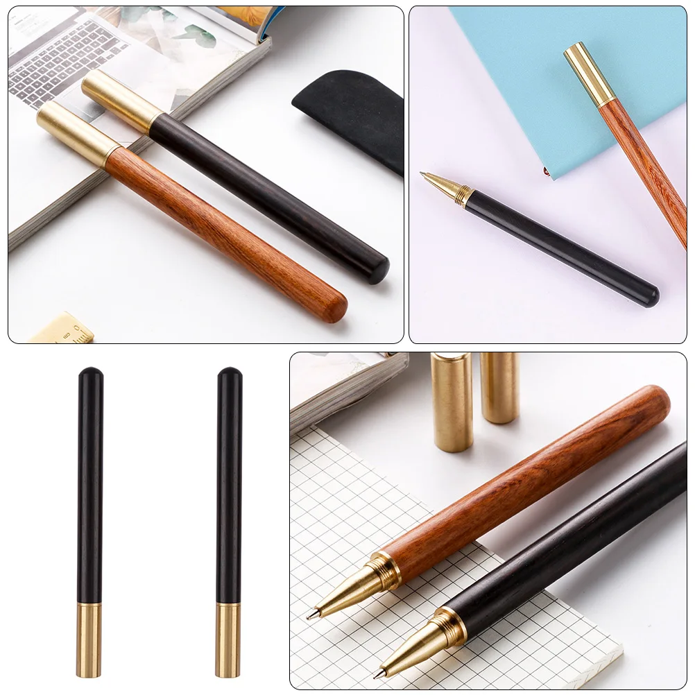 

2 Pcs Ebony Signature Pen Elegant Pens for Men Signing Office Brass Ballpoint Man Smooth Writing