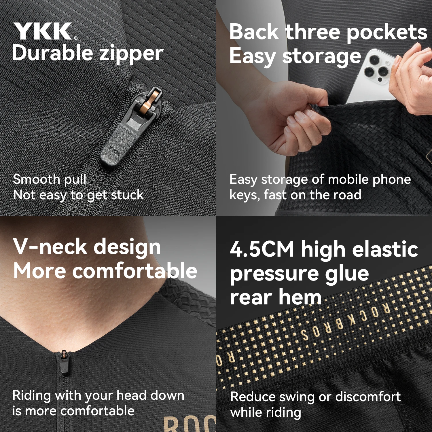 Maglia da ciclismo ROCKBROS Camicia antivento a maniche corte Camicia sportiva da bici Camicia estiva riflettente traspirante con cerniera YKK