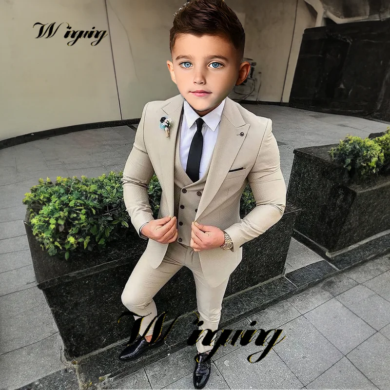 Boys Suit Jacket Pants Vest 3 Piece Set Formal Business Blazer for Kids Wedding Tuxedo 2-16 Years Custom Clothes