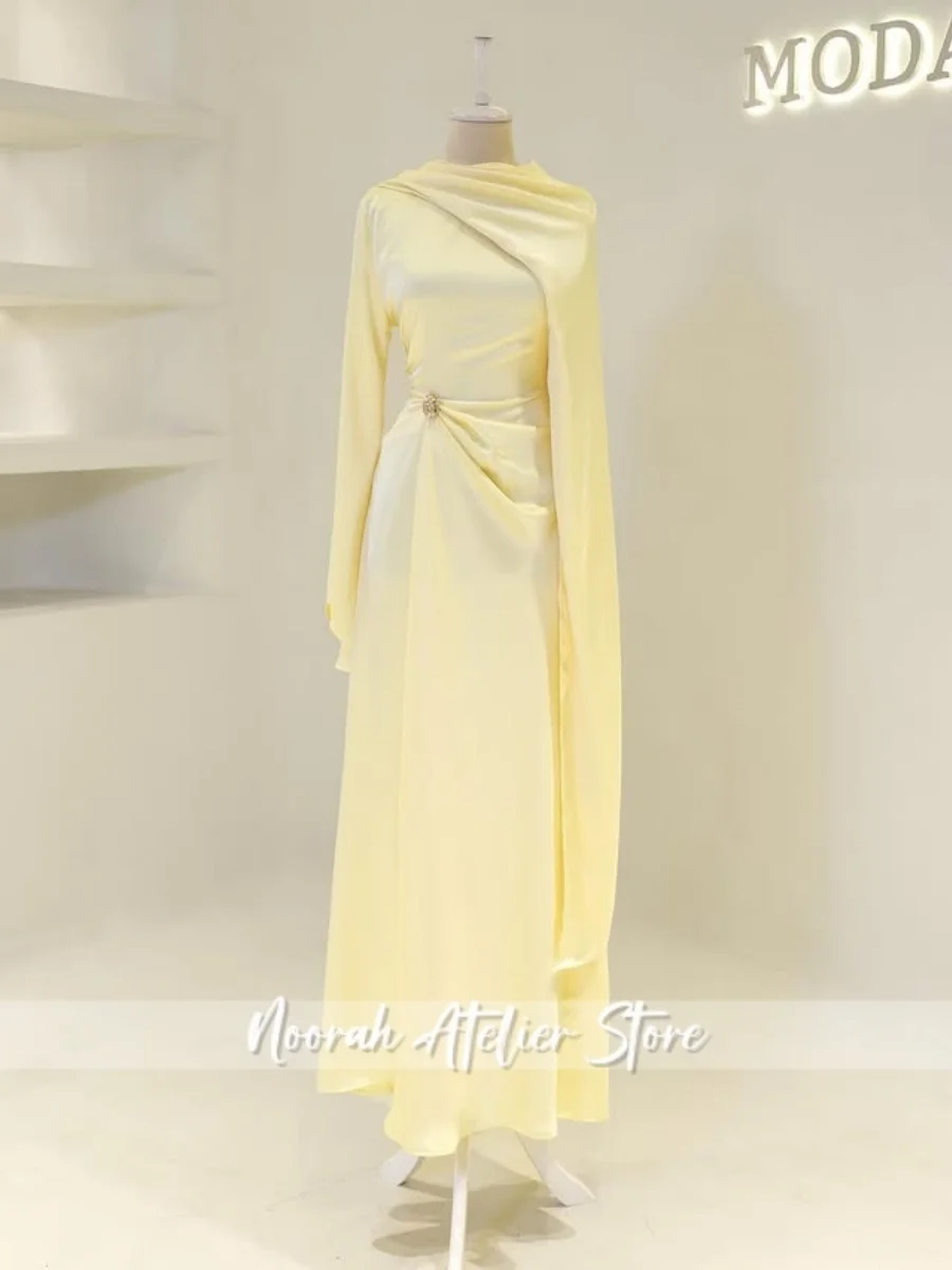 Vestidos de Noche elegantes de lujo con peplum islámico, mangas largas, Pletas de Dubái, vestido de fiesta musulmán, personalizados, novedad de 2025