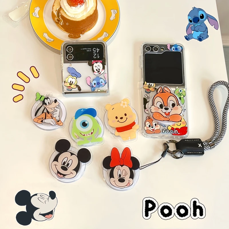 Disney Mickey Minnie Alien Stitch Magnetic Holder Magsafe Wireless Charge Phone Case For Samsung Galaxy Z Flip 5 5G 4 3 Cover