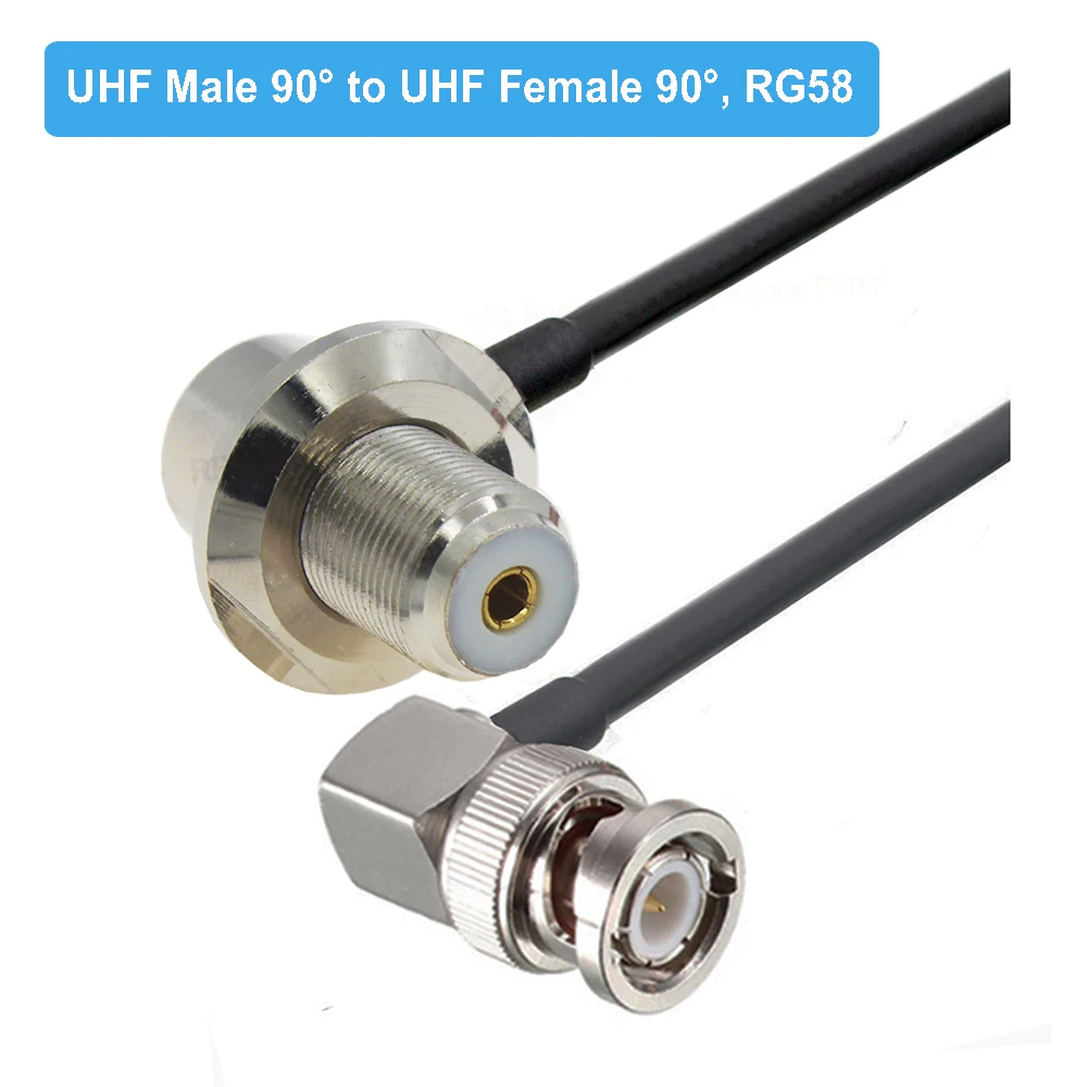Right Angle SO239 UHF Female to BNC Male Right Angle Plug RG58 Pigtail Extension Cable for CB Radio Ham Radio FM Transmitter