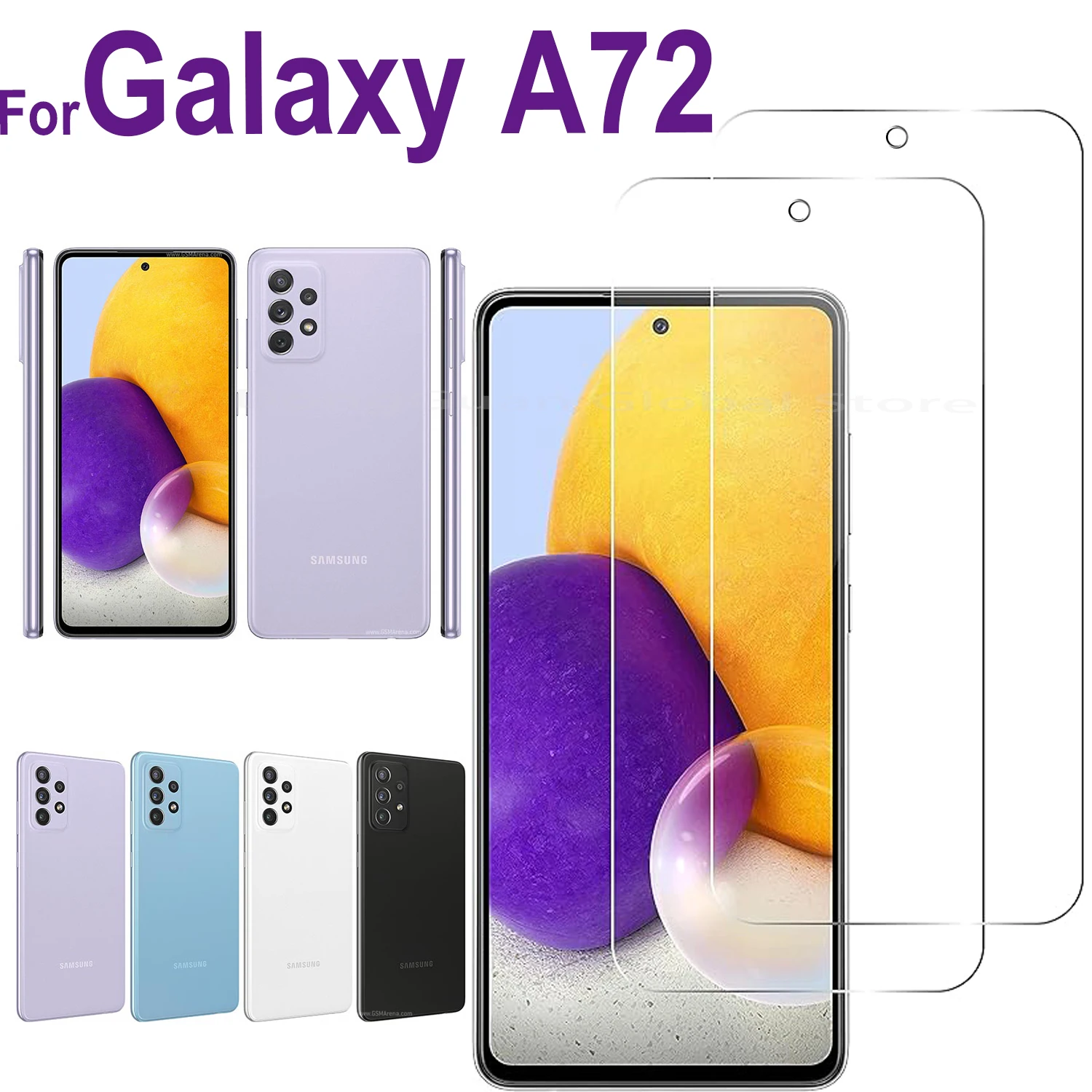 1/2/3/4 Stück für Samsung Galaxy A72 gehärtetes Glas Displayschutzglas
