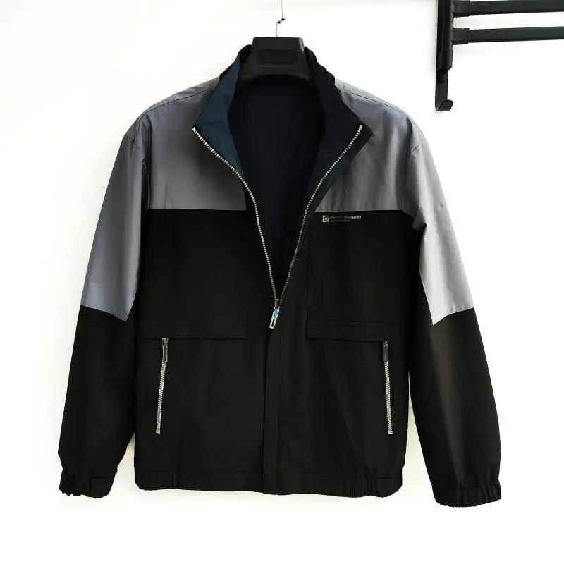 

Двусторонняя одежда Busin, повседневная мужская куртка 2024, осеннее новое поступление, цветная блузка с воротником-стойкой, молодежная модная городская одежда