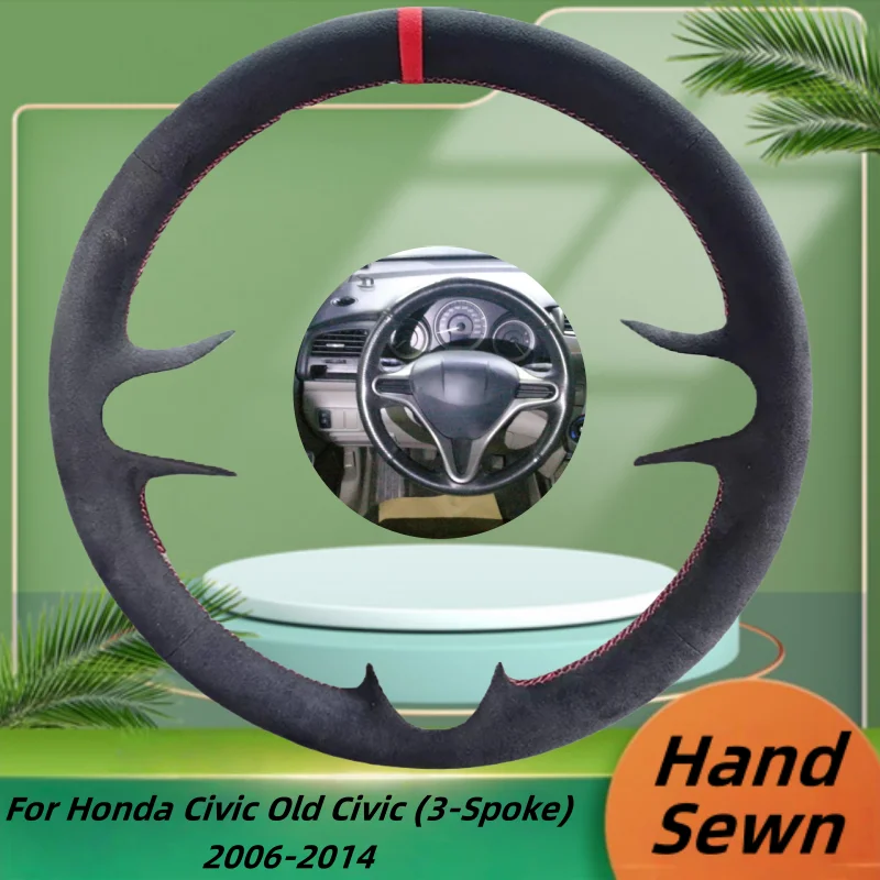 

Car Steering Wheel Cover Hand-Sewn Genuine Leather For Honda Civic Old Civic (3-Spoke) 2006-2014 Car Interior Accessories