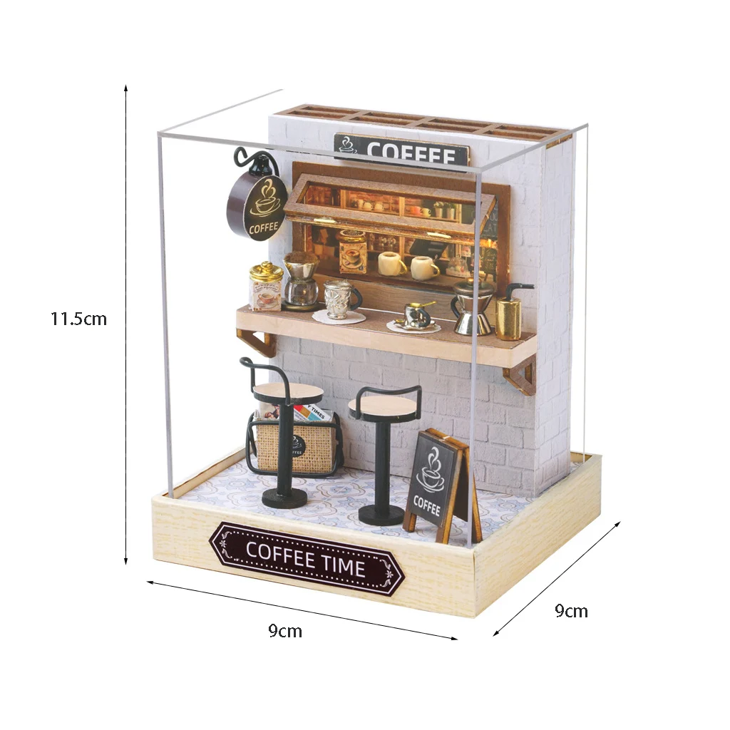 مجموعة نماذج منزلية خشبية ثلاثية الأبعاد من OUZEY "وقت القهوة المريحة" - حرفة تجميع المقهى المصغرة، هدية ديكور مكتب منزلي مبتكرة للبالغين #5